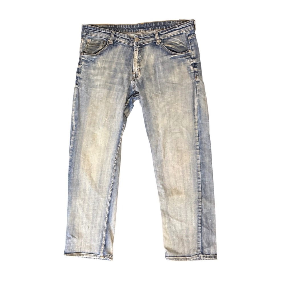 Zubaz Denim Jeans Mens 32x29 Blue Light Wash Stretch Casual Straight Leg